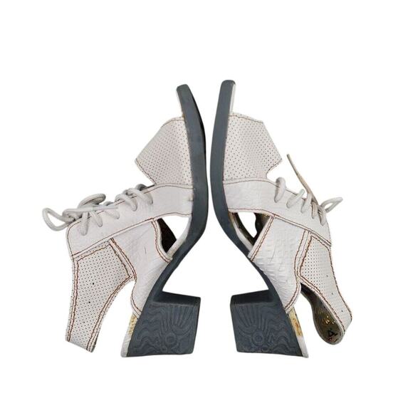 TMA Eyes Shoes Womens 40 Sandal Fashion Lace Up Leather White Block Heel Comfort - Picture 9 of 13